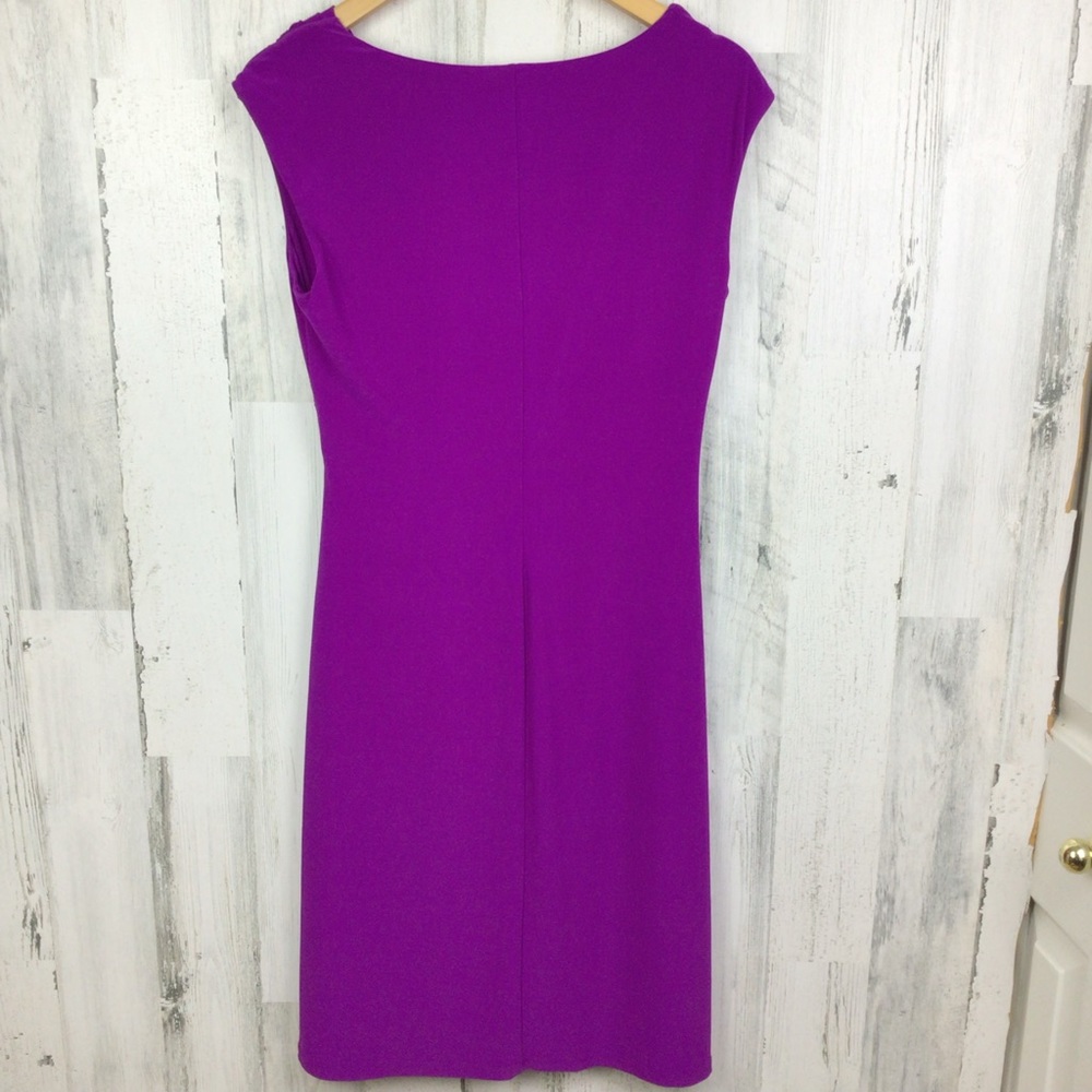 Lauren Ralph Lauren Womens Sleeveless Ruched Midi Bodycon Dress Purple Size 8 - Picture 2 of 10